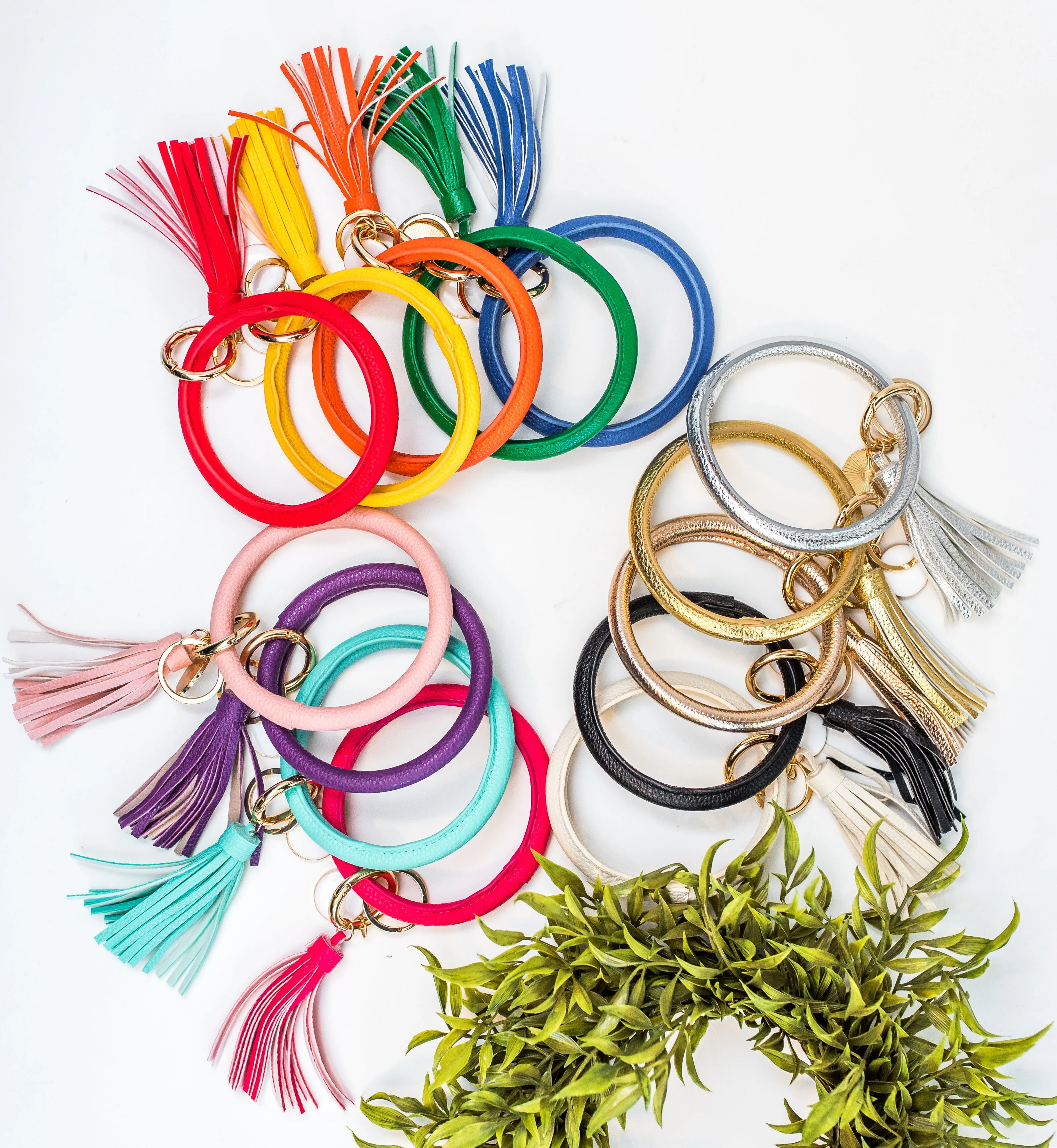 Leather Bracelet Wrist Key Ring 14 Colors