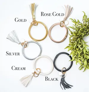 Leather Bracelet Wrist Key Ring 14 Colors