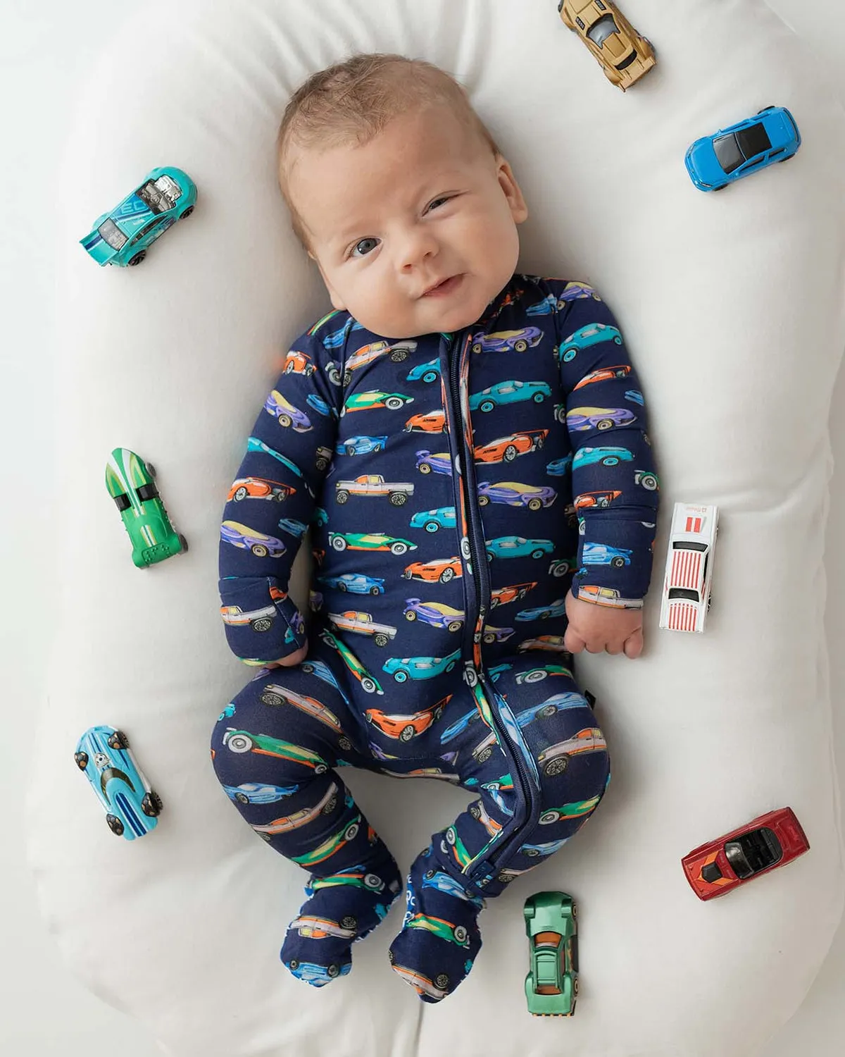 Lev Baby Jackson Race Car Baby Zippered Footies