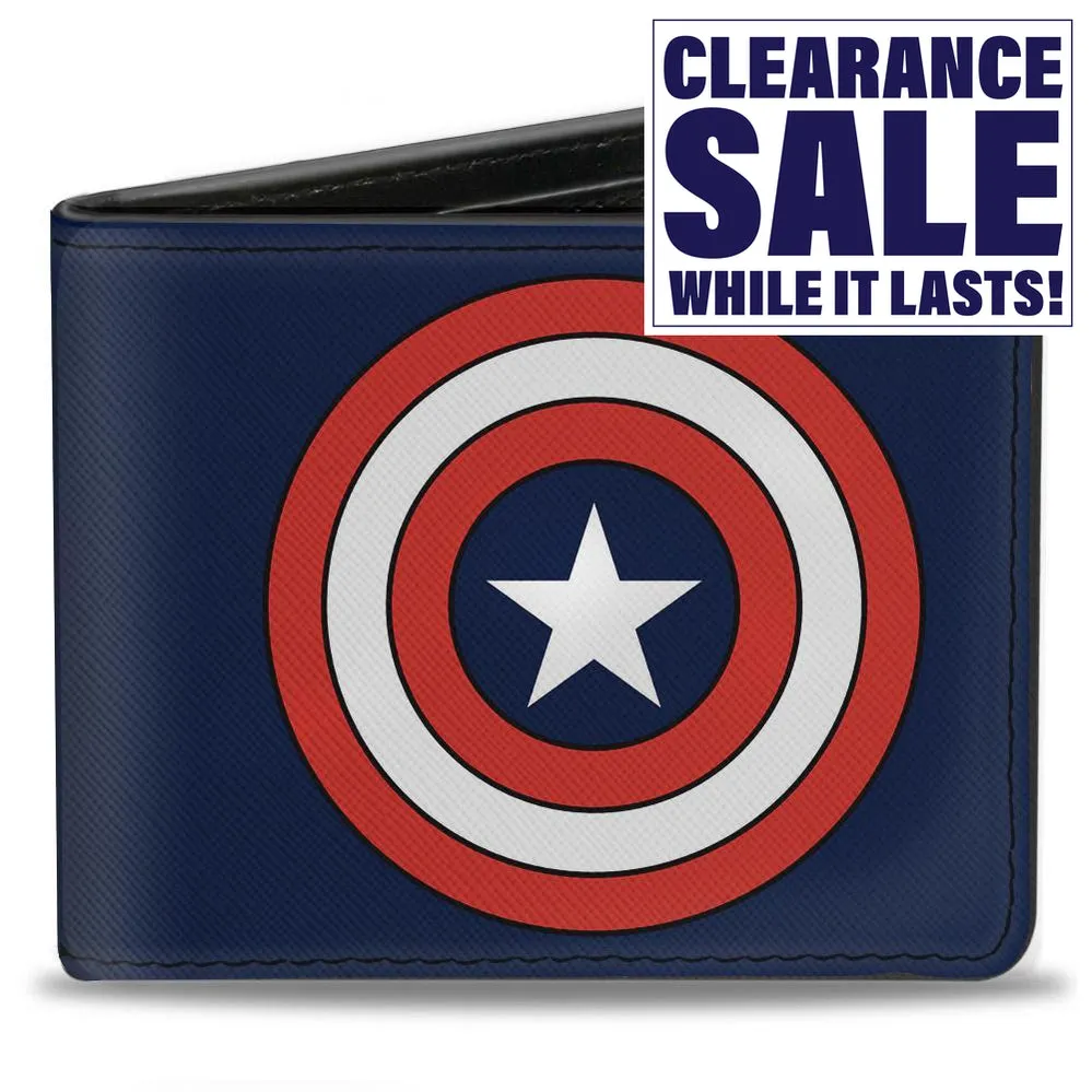 Licensed Bi-Fold Wallet - Captain America Red White and Blue Shield - Marvel Comics