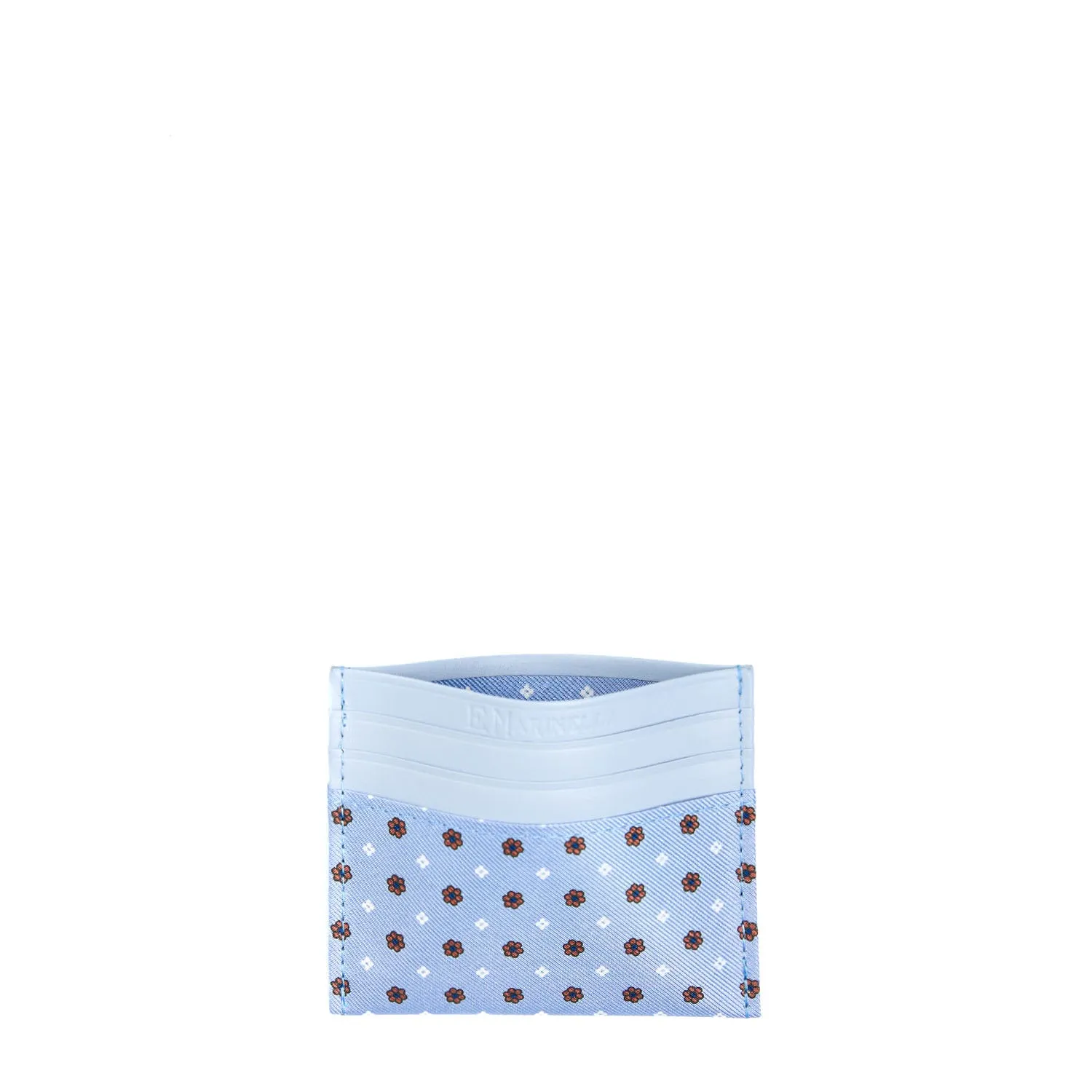 LIGHT BLUE LEATHER AND SILK CREDIT CARD HOLDER