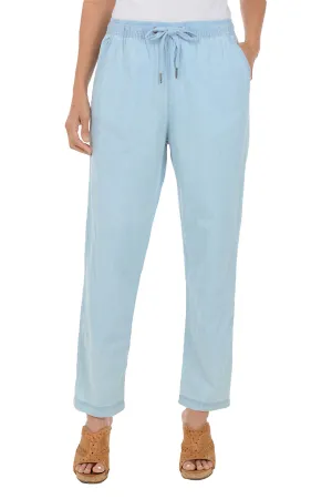 Lightweight Denim Drawstring Ankle Pant