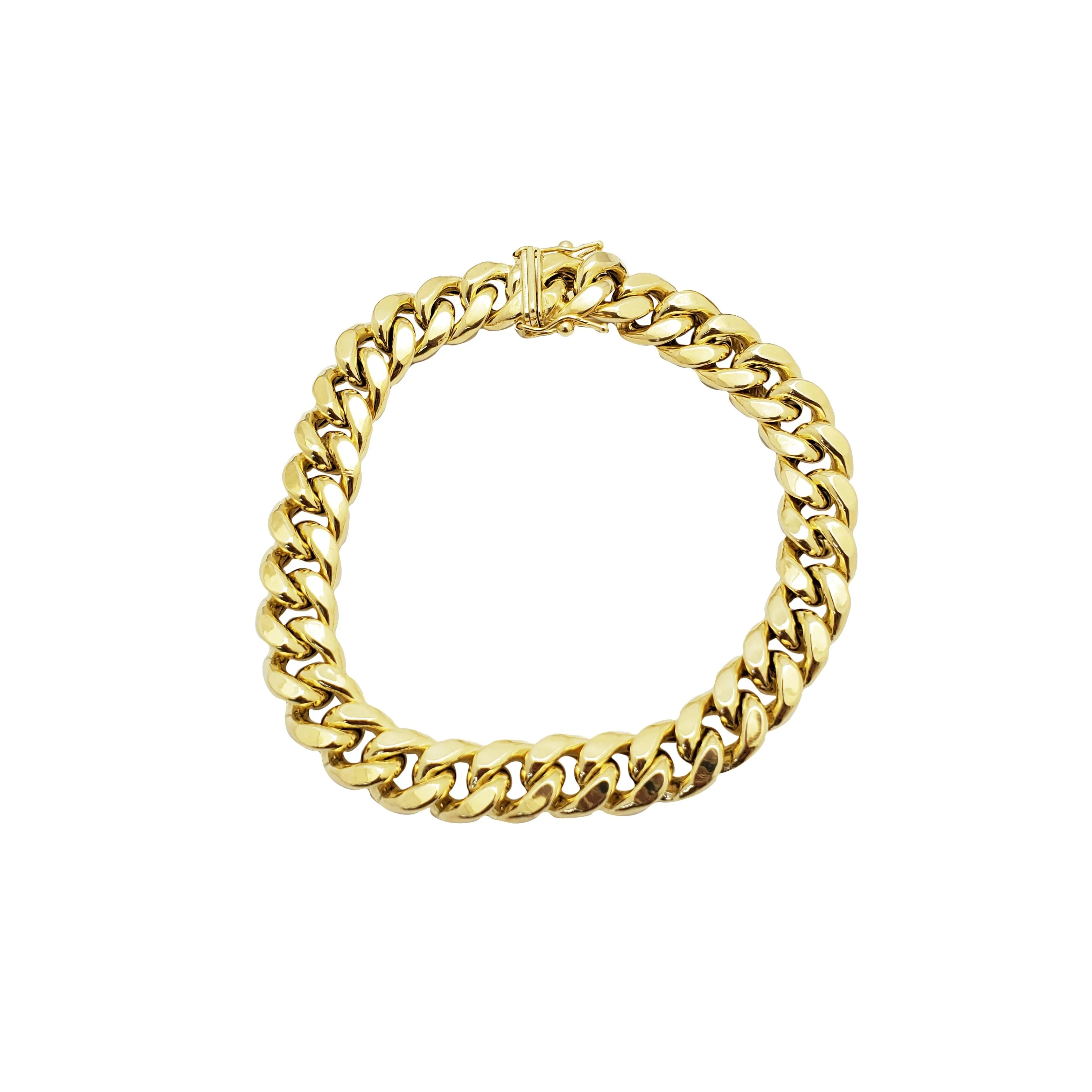 Lightweight/Hollow Box Lock Miami-Cuban Link Bracelet (10K)