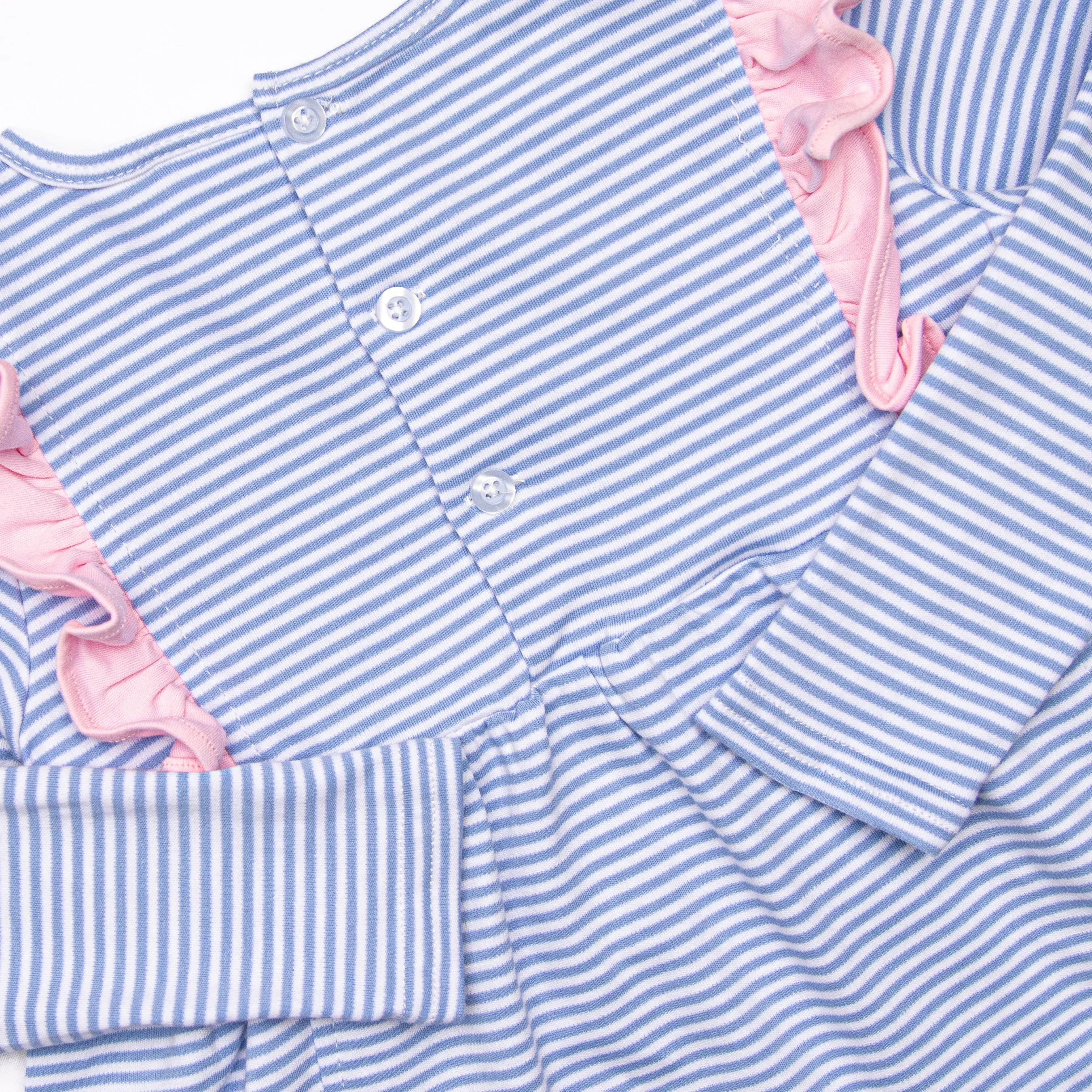 Lillie Flutter Pima Diaper Set, Blue Stripe