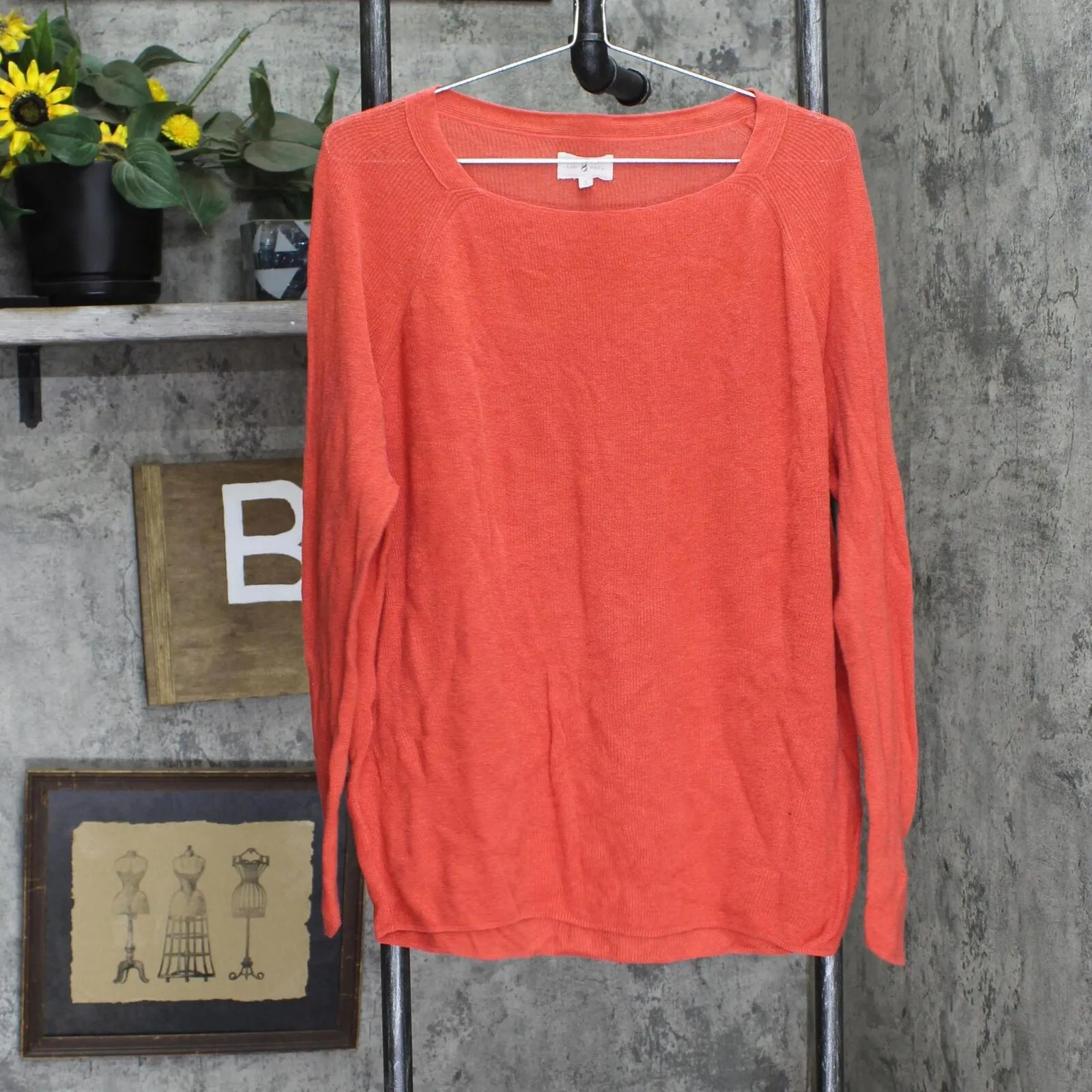 Lou & Grey Womens Lightweight Pullover Sweater Long Sleeve Red Orange S
