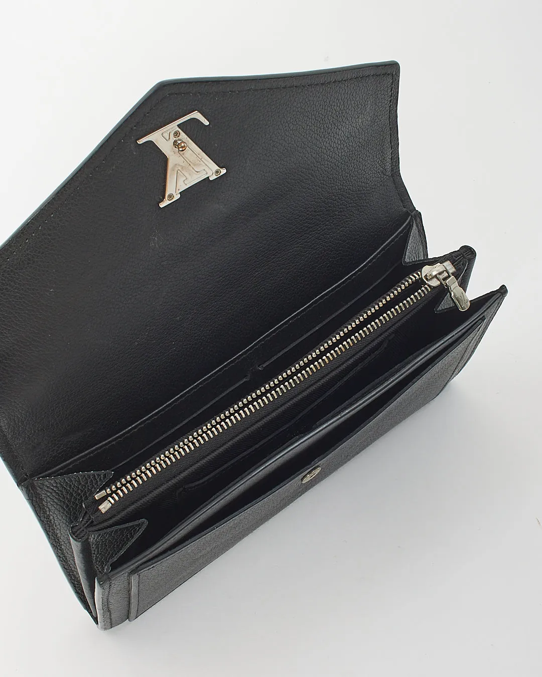 Louis Vuitton Black Leather My Lock Me Long Wallet