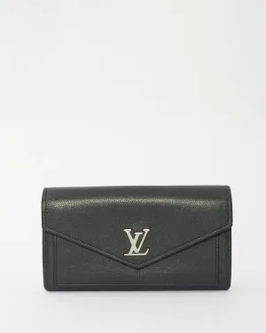 Louis Vuitton Black Leather My Lock Me Long Wallet