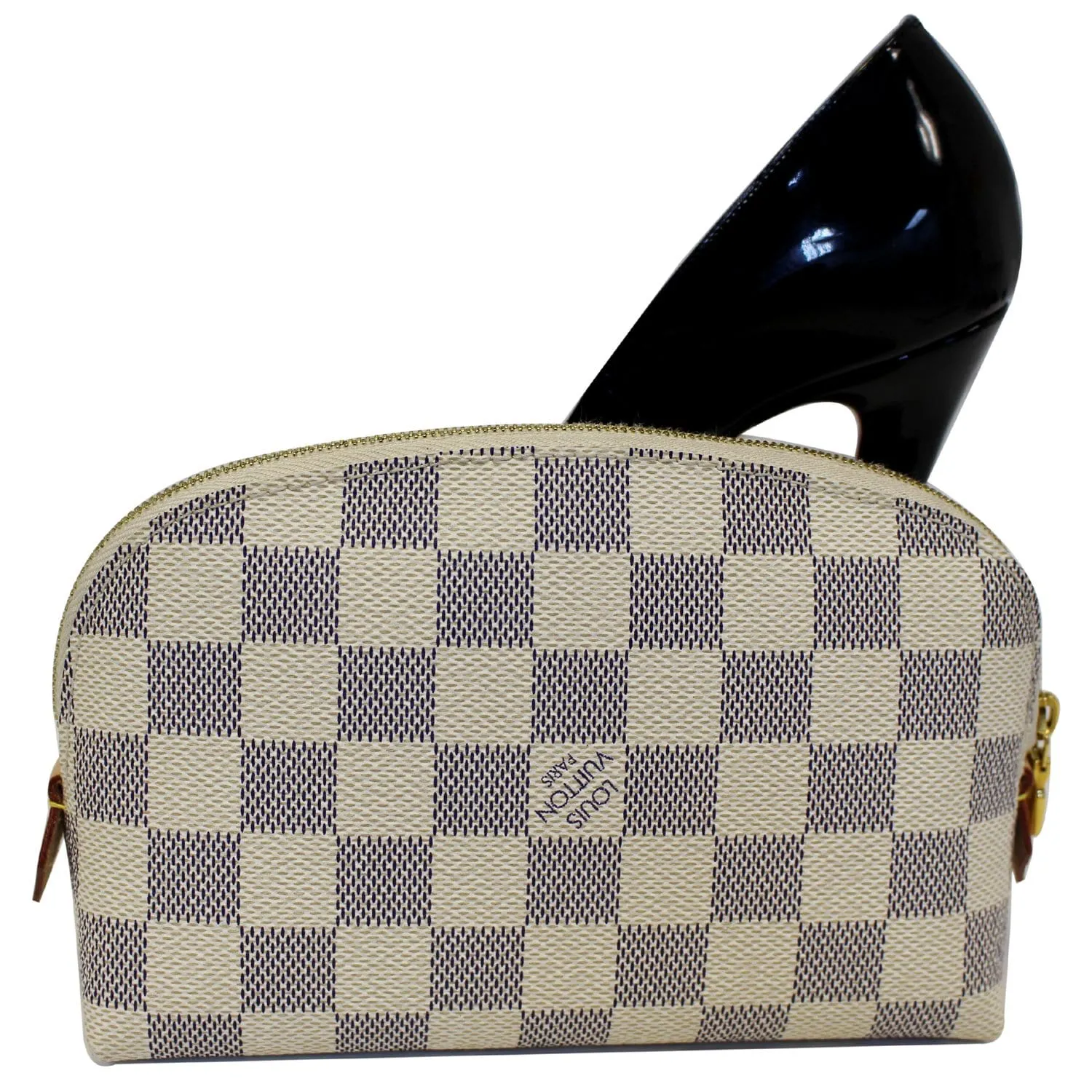 LOUIS VUITTON Damier Azur Cosmetic Pouch White