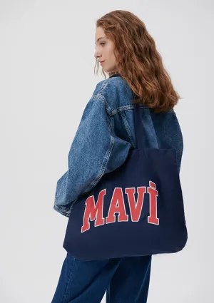 Mavi Logo Printed Navy Bag