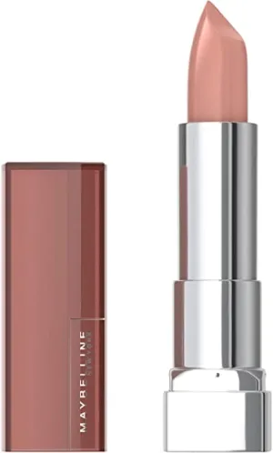 Maybelline Color Sensational Lipstick, Lip Makeup, Cream Finish, Hydrating Lipstick, Nude, Pink, Red, Plum Lip Color, Nude Lust, 0.15 oz; (Packaging May Vary)