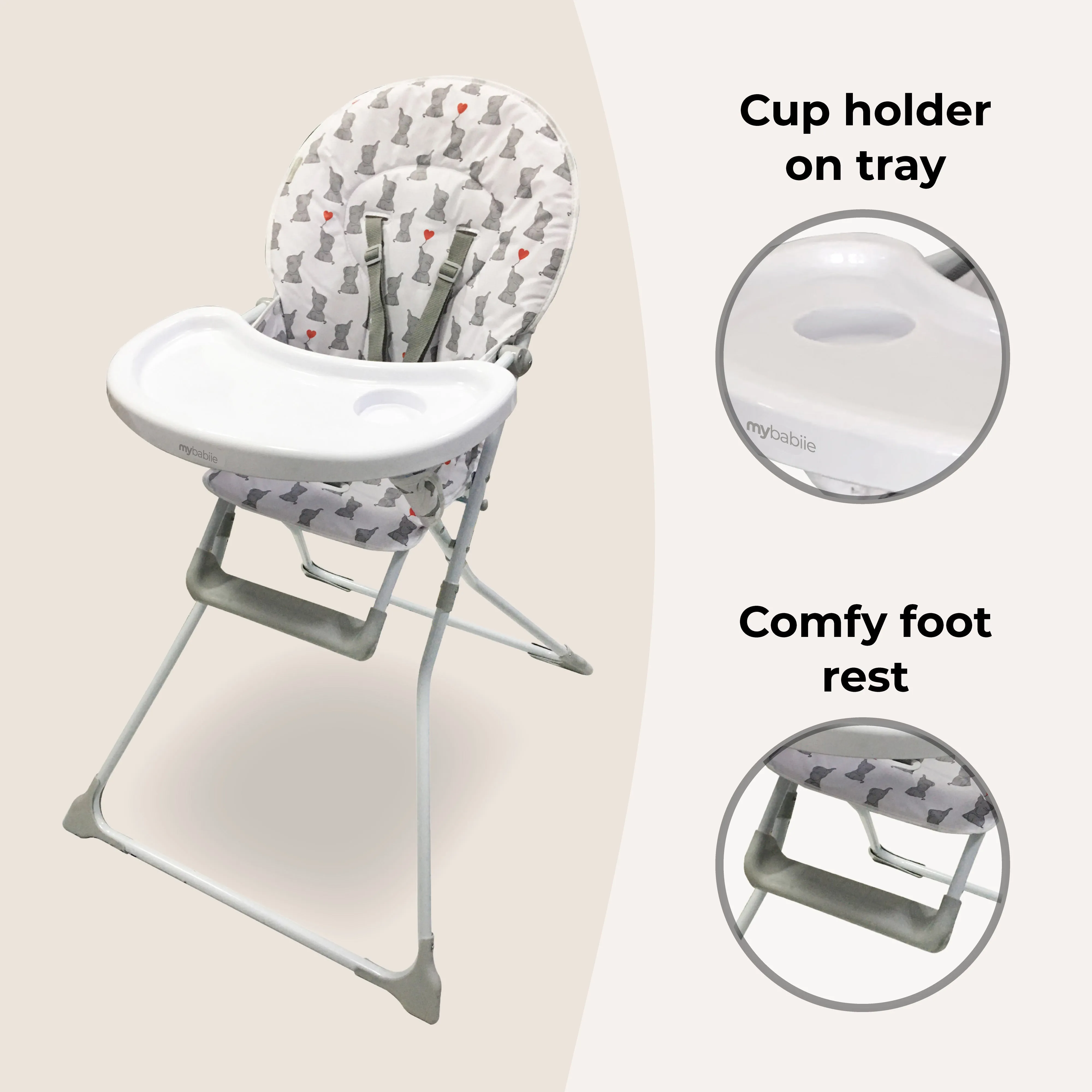 MBHC1 Compact Highchair - Elephants