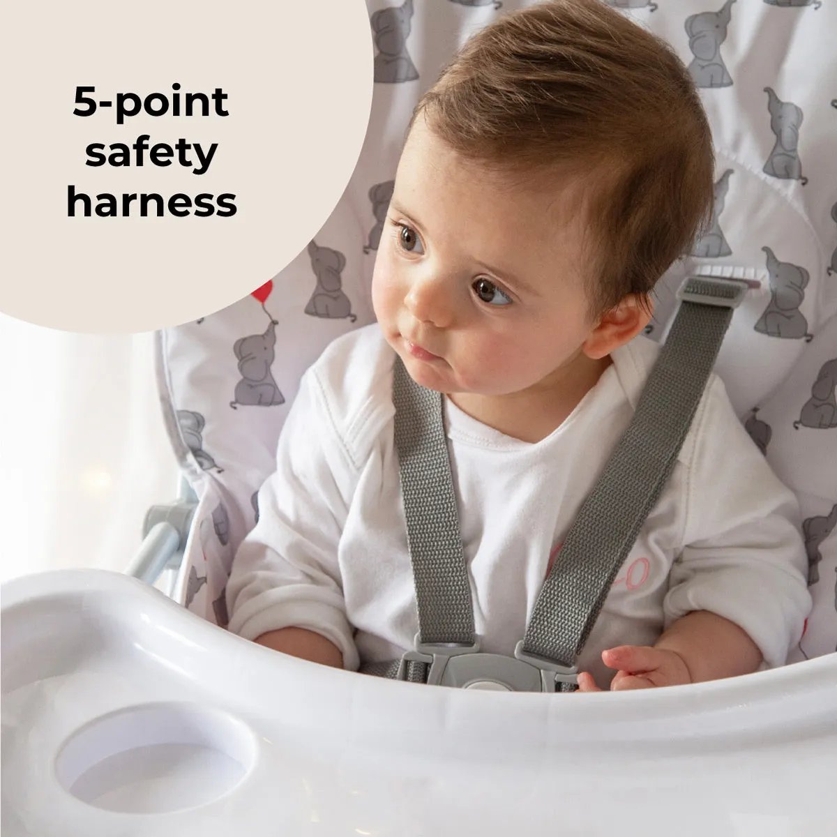 MBHC1 Compact Highchair - Elephants