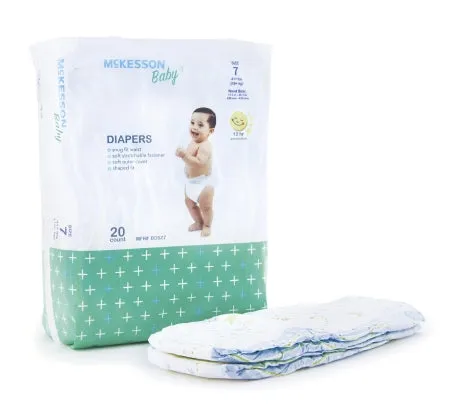 McKesson Baby Diaper, 41  lbs, SIZE 7, Disposable, McKesson BDSZ7, CS/80