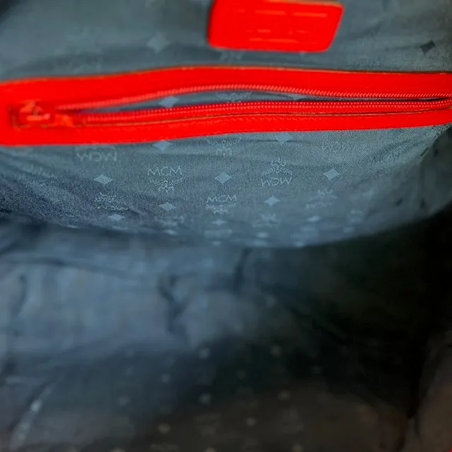 MCM Red Nylon Visetos Boston bag