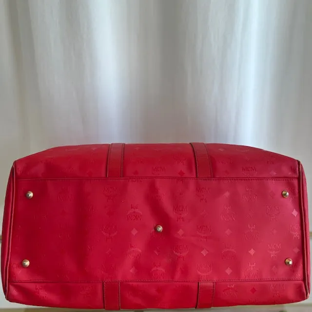 MCM Red Nylon Visetos Boston bag