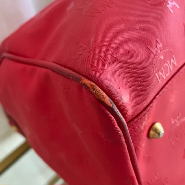 MCM Red Nylon Visetos Boston bag