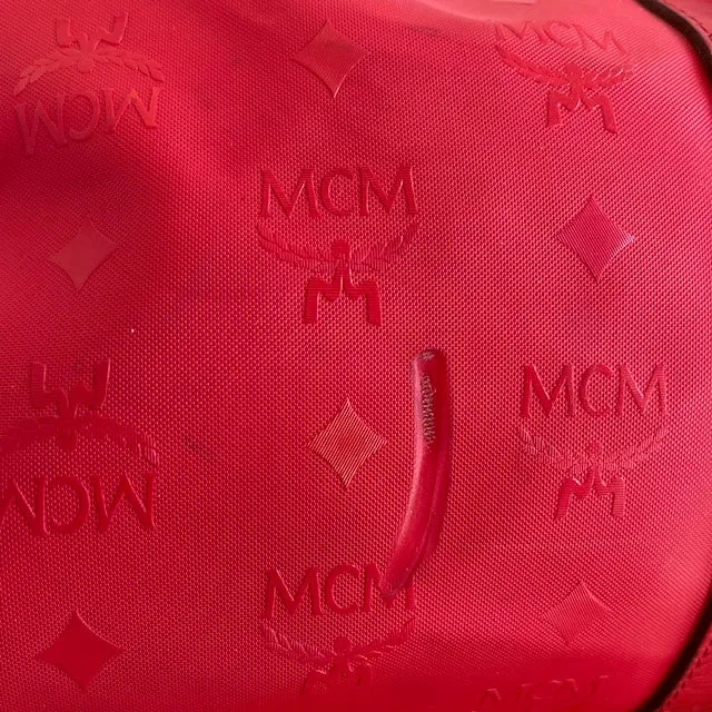 MCM Red Nylon Visetos Boston bag