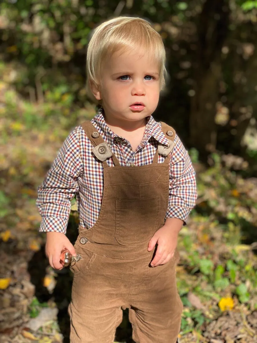 Me & Henry Navy / Cream / Wine Jasper Woven Plaid Onesie