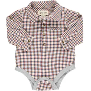 Me & Henry Navy / Cream / Wine Jasper Woven Plaid Onesie