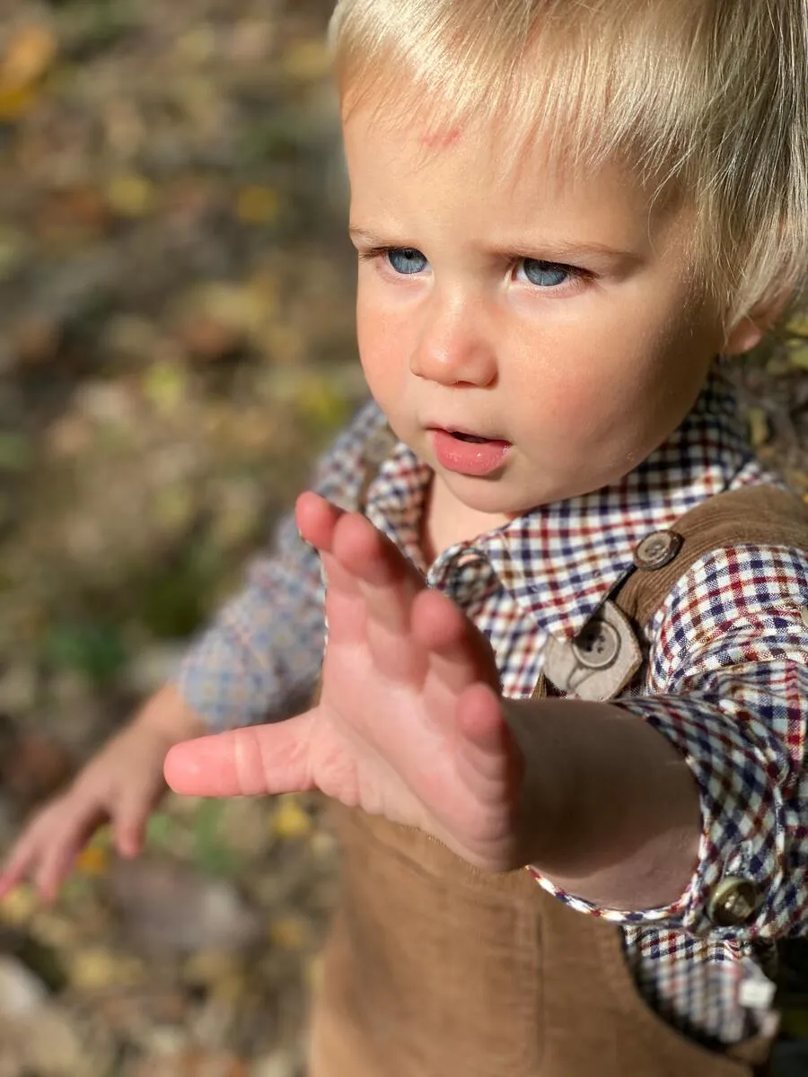 Me & Henry Navy / Cream / Wine Jasper Woven Plaid Onesie