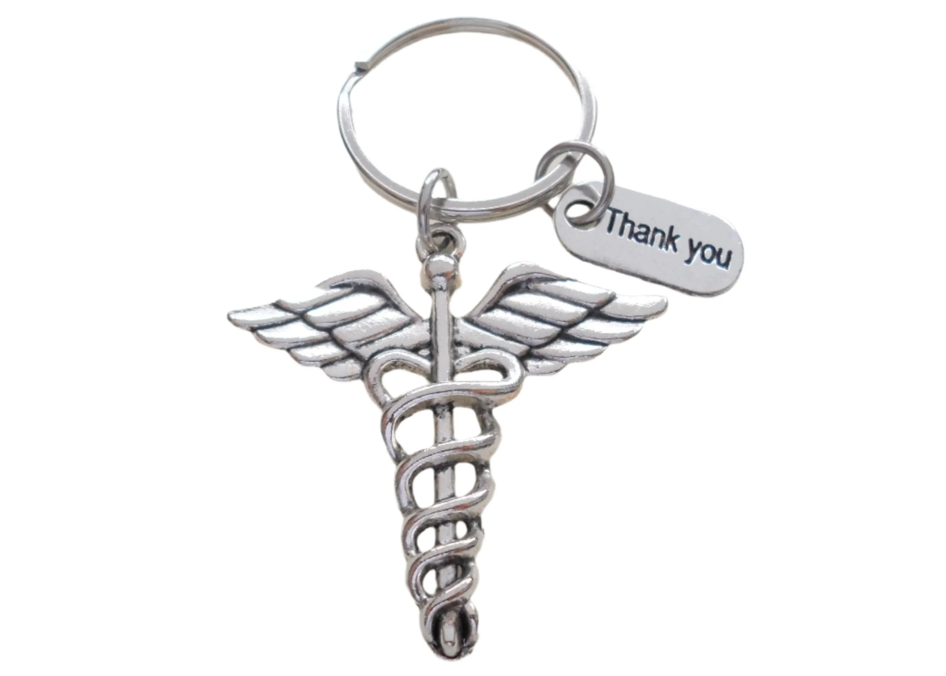 Medical Professional Gift Keychain With Thank You Charm by JewelryEveryday