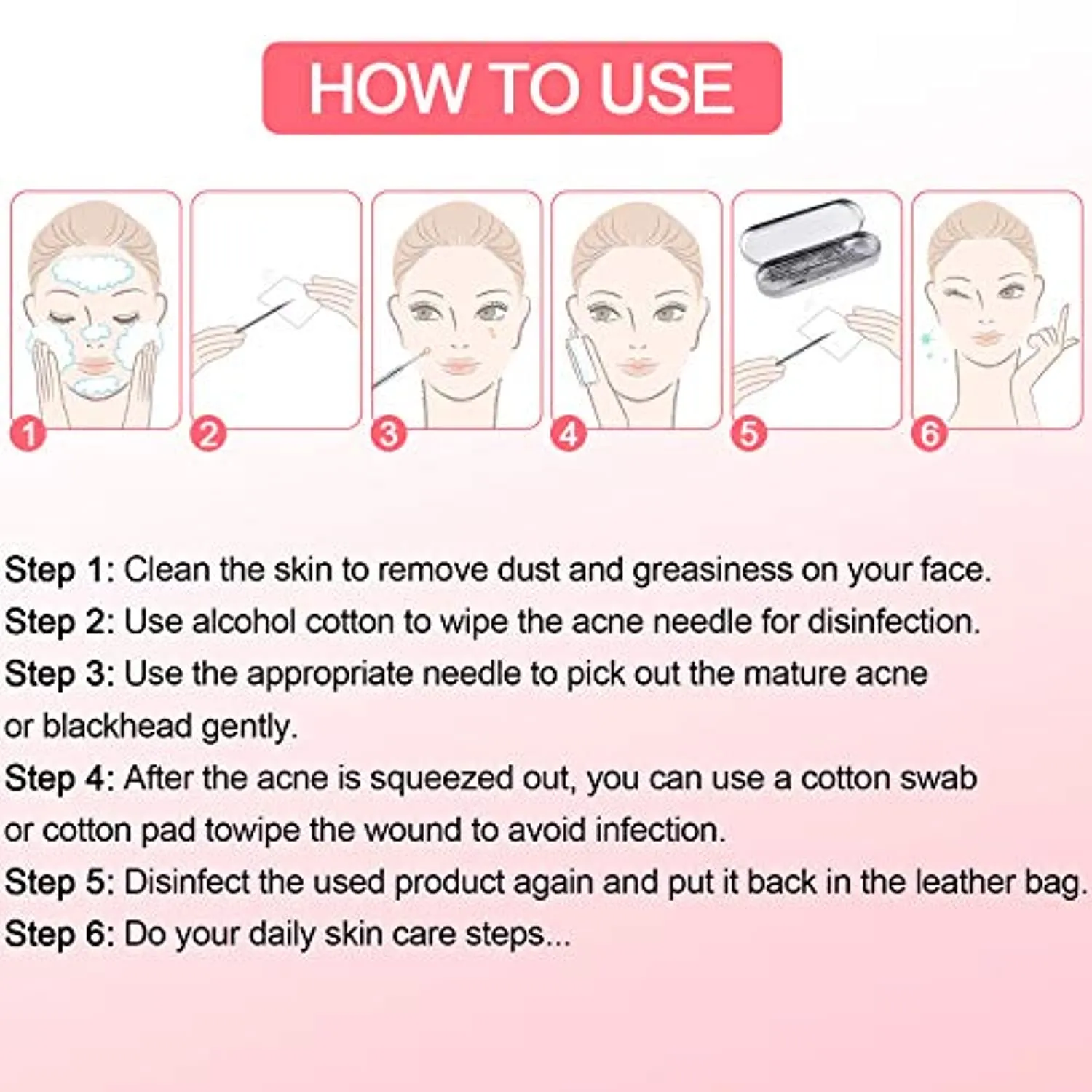 MENOLY Blackhead Remover Tool Kit 15 Pcs, Comedone Extractor Pimple Popper Tool kit for Whitehead Popping, Pimple Extractor with Metal Case and 10X Beauty Magnifier