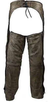 Men's Motorcycle Removable Liner leather distressed retro chap heavy leather