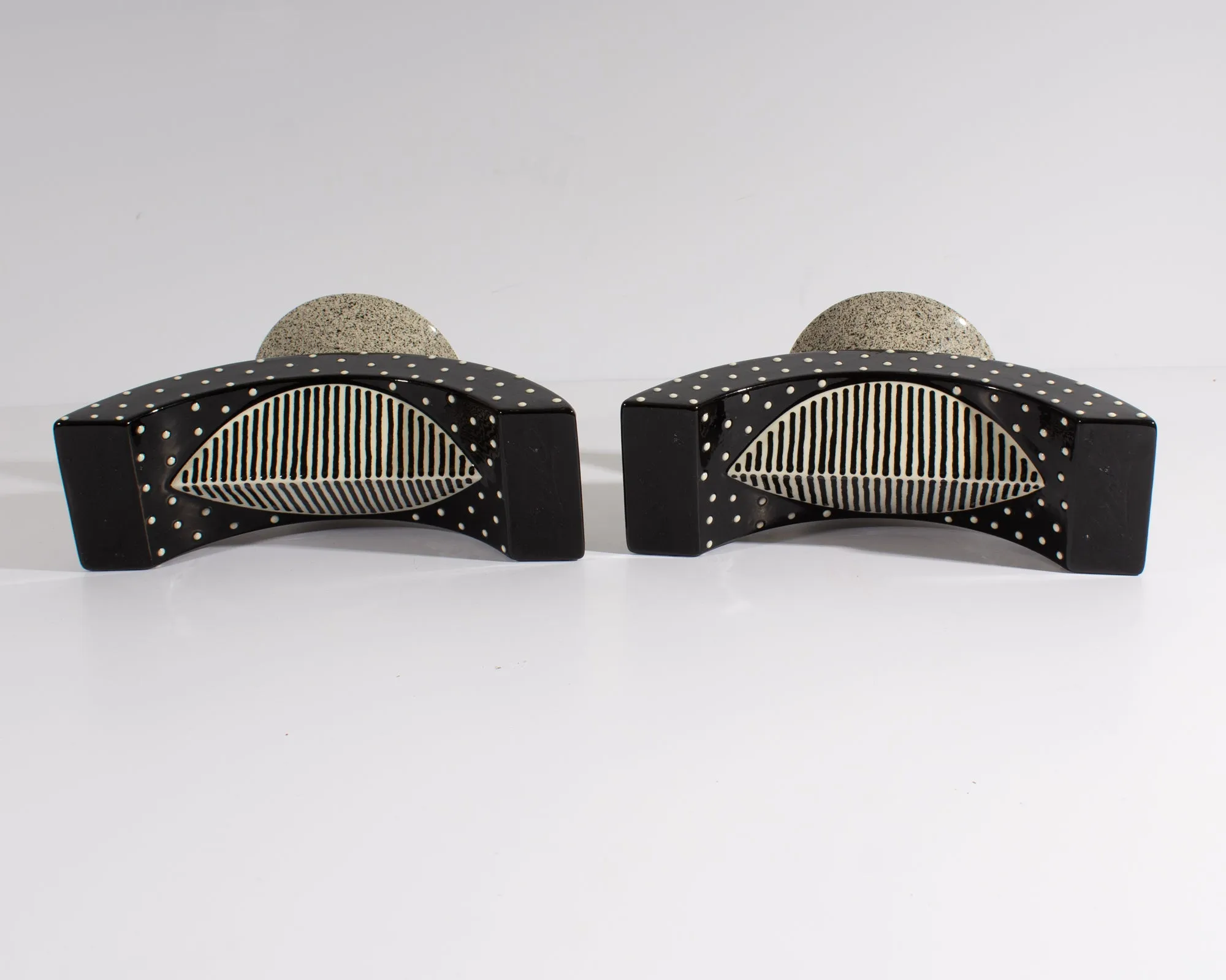 Michael Duvall Signed Ceramic Postmodern Candlestick Holders