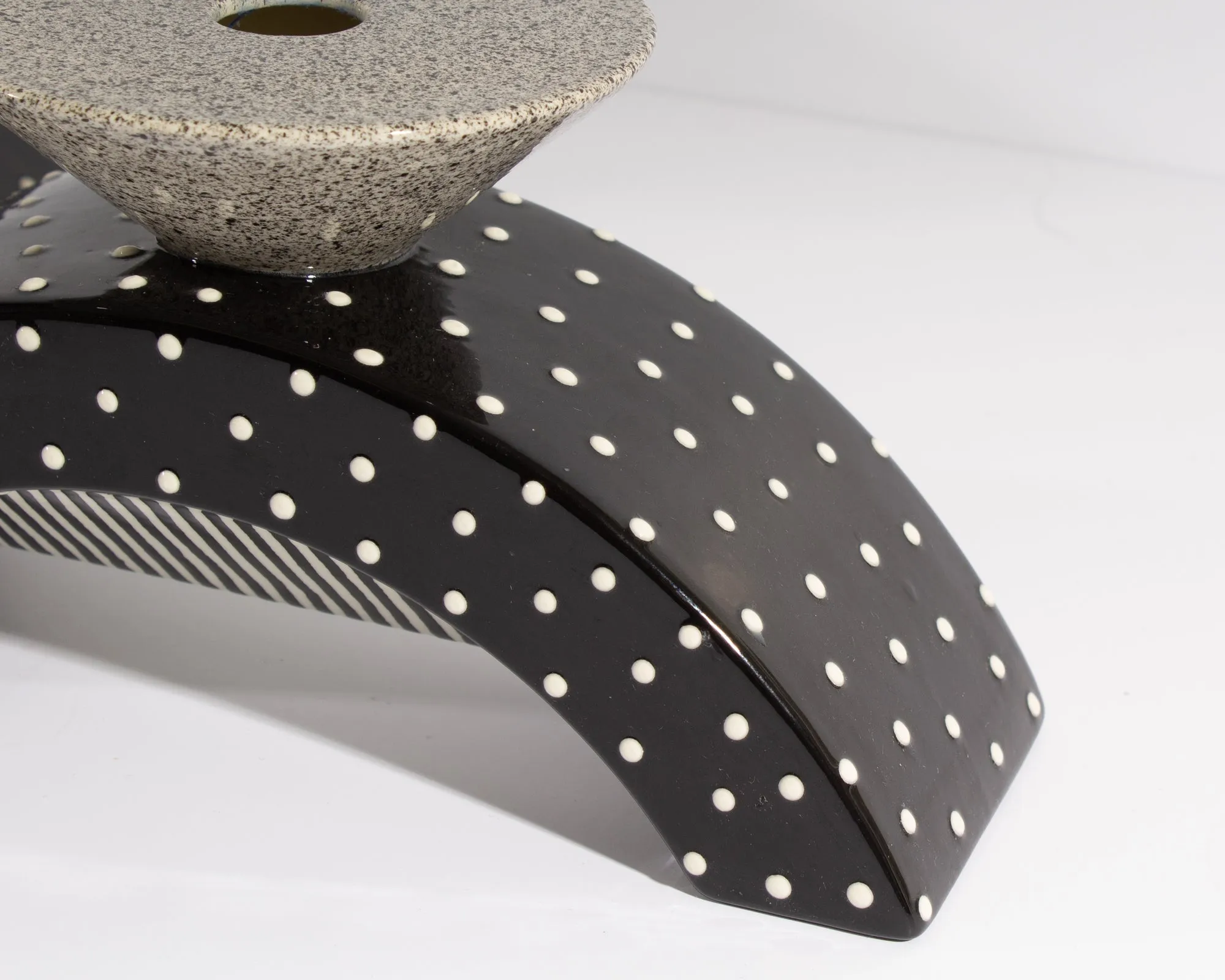 Michael Duvall Signed Ceramic Postmodern Candlestick Holders