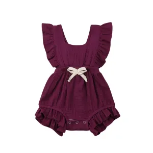 Mila Ruffle Romper Burgundy