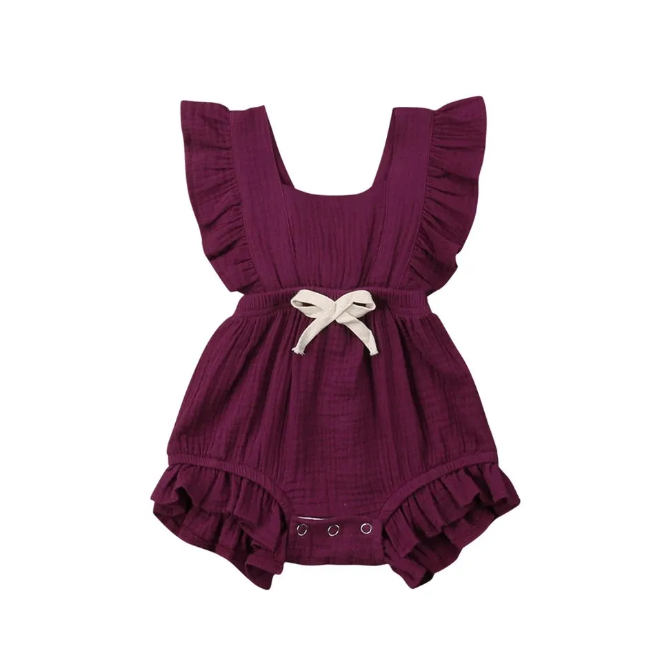 Mila Ruffle Romper Burgundy