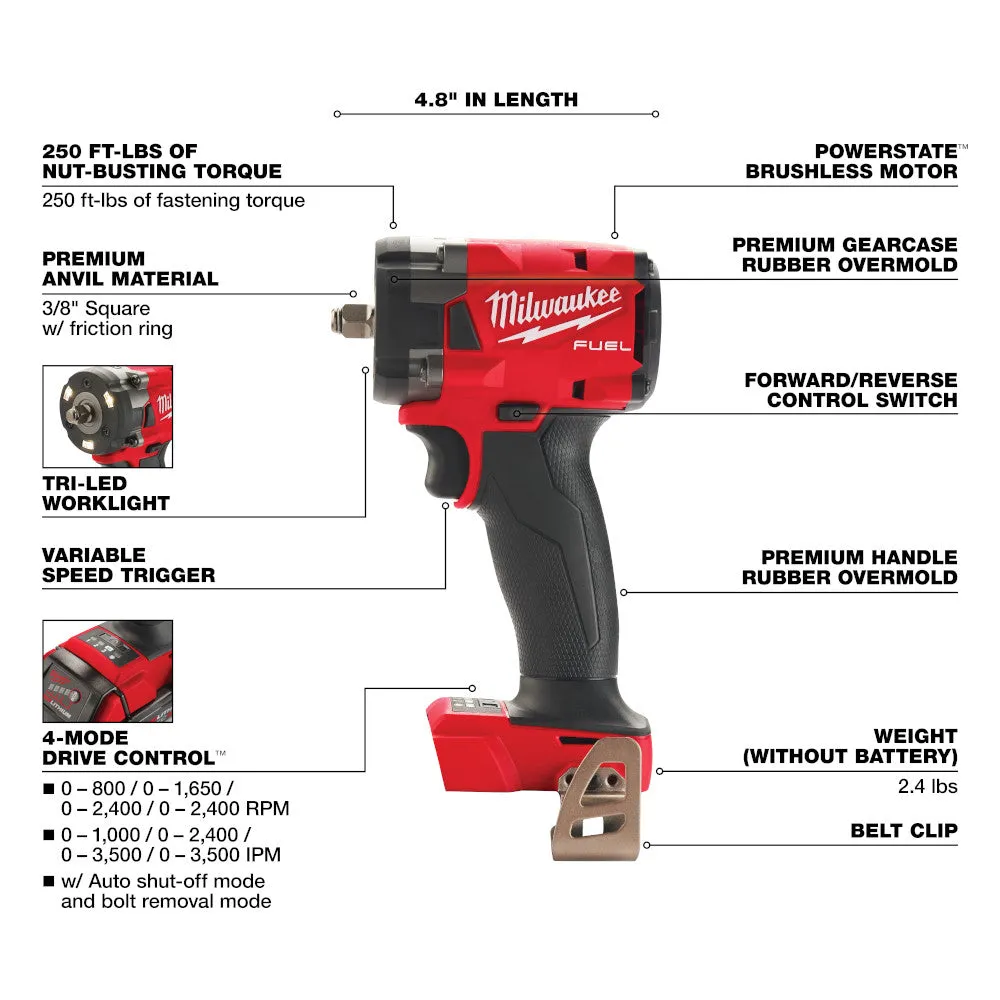 Milwaukee 2991-22 M18 FUEL Compact Impact Wrench & Grinder 2-Tool Combo Kit