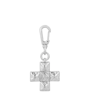 Molten Cross Key Chain- Silver