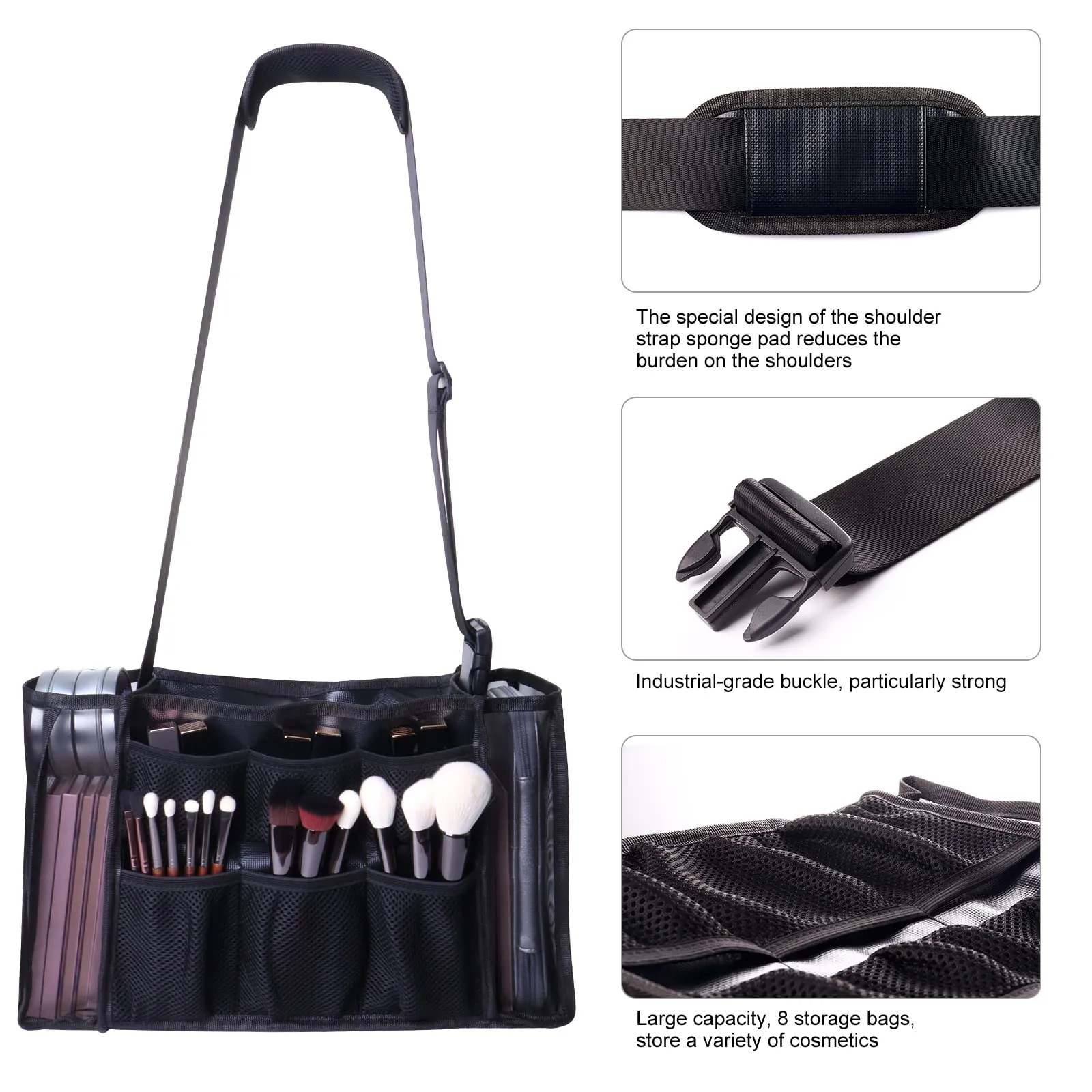 MOND'SUB Large Makeup Bag Professional Cosmetic Makeup Bag, Women Cosmetic Organizer Makeup Shoulder bag, Makeup Brush Storage Holder for Artist Perfect for MUA freelance from Beginner to PRO