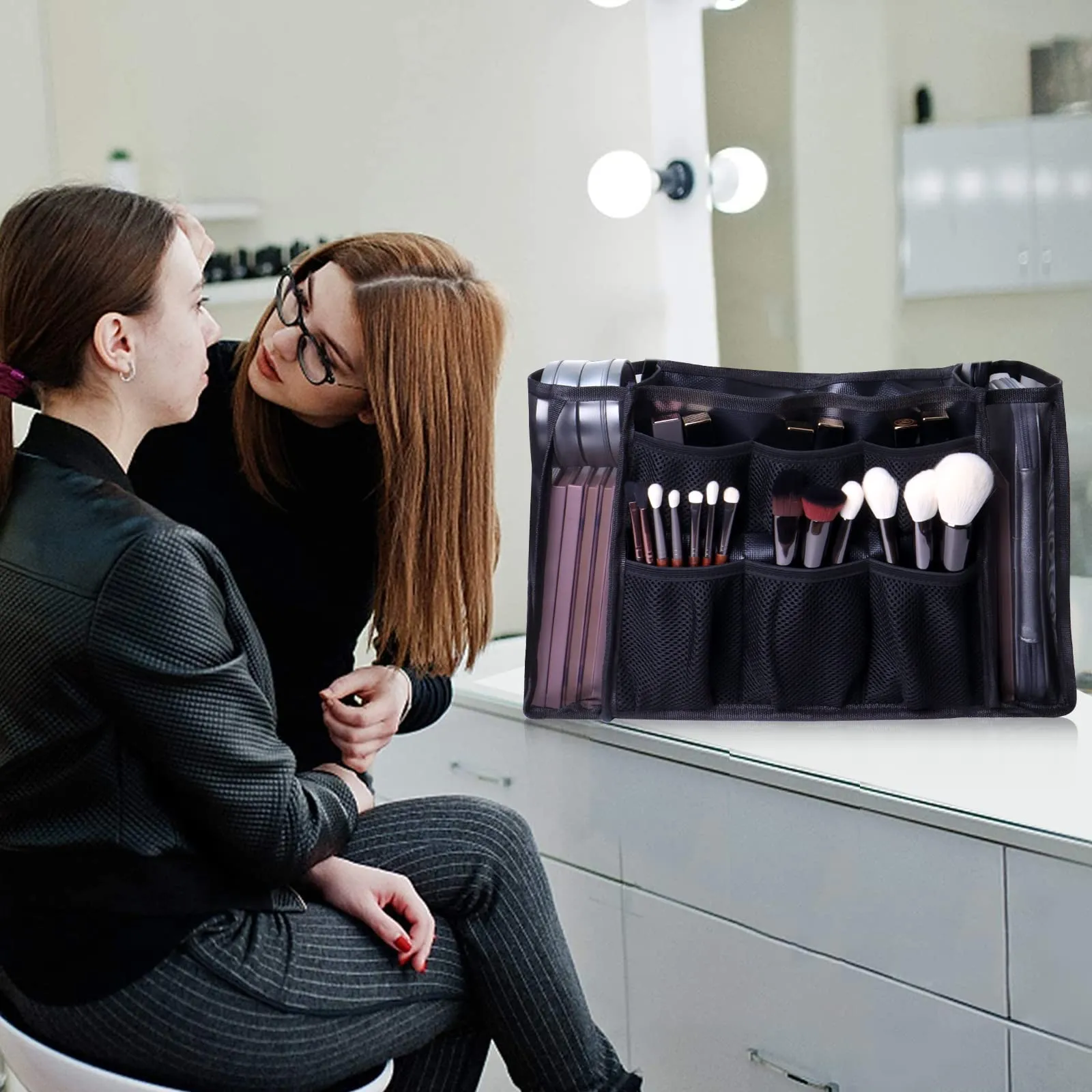 MOND'SUB Large Makeup Bag Professional Cosmetic Makeup Bag, Women Cosmetic Organizer Makeup Shoulder bag, Makeup Brush Storage Holder for Artist Perfect for MUA freelance from Beginner to PRO