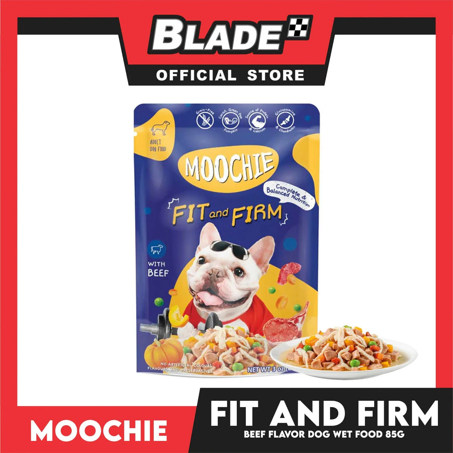 Moochie Fit and Firm Adult Dog Wet Food (Beef) 85g