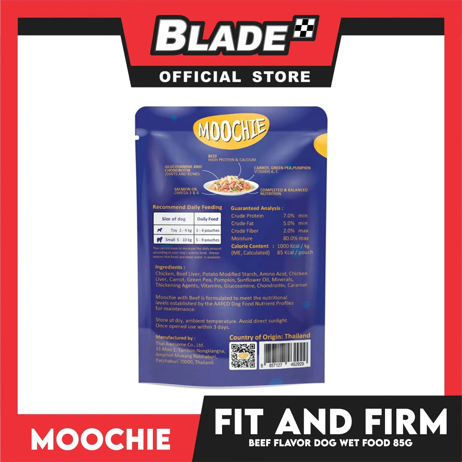 Moochie Fit and Firm Adult Dog Wet Food (Beef) 85g