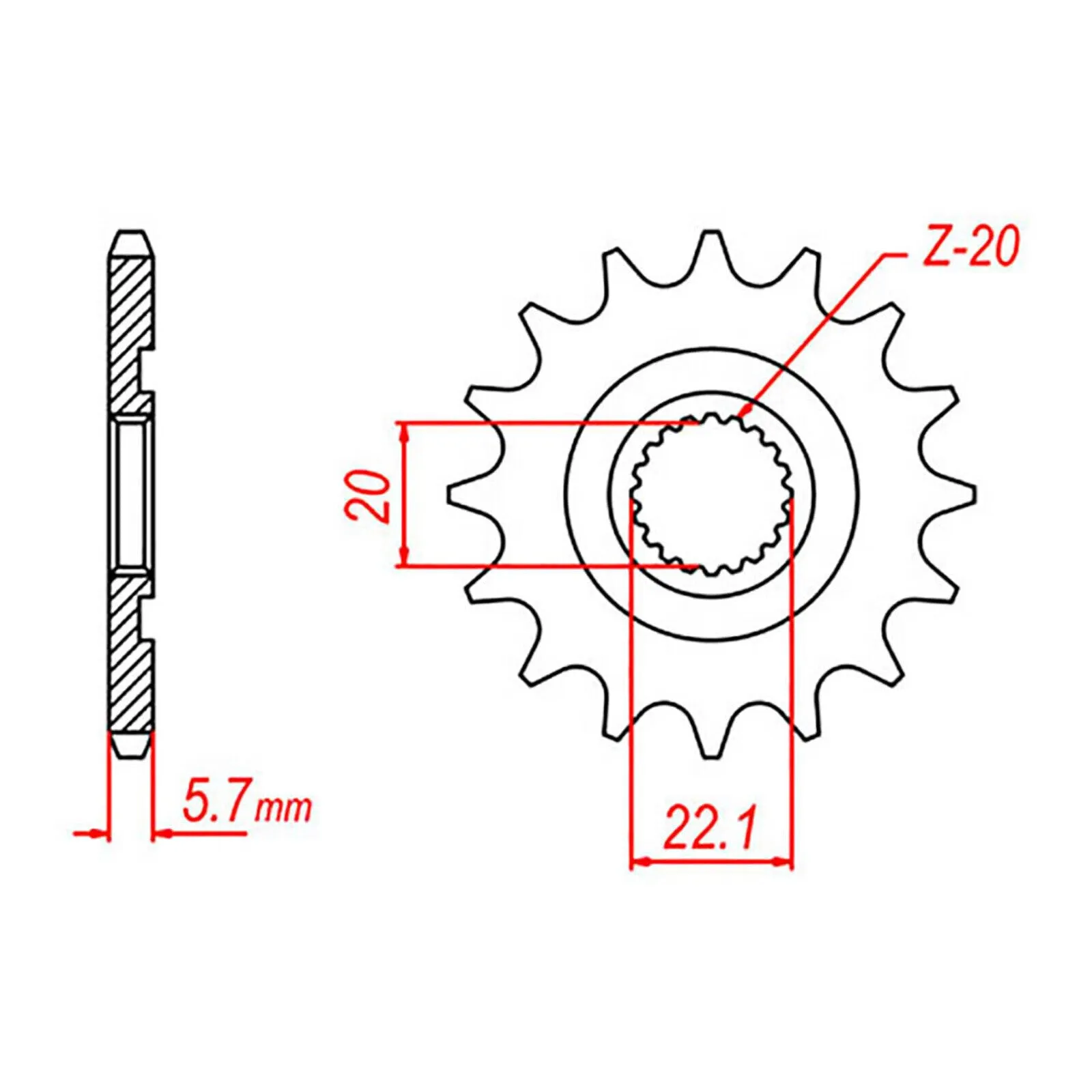 MTX 1590 Hornet Lightweight Steel Front Sprocket #520