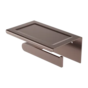 Nero Bianca Toilet Roll Holder with Shelf - Brushed Bronze