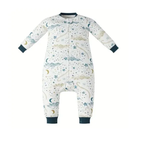 Nest Designs Long Sleeve Footed Sleep Bag 1.0 TOG (Organic cotton)  -  Stars White