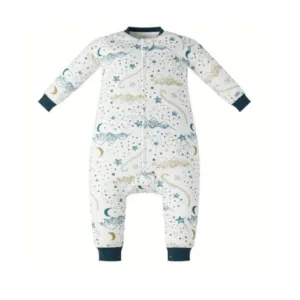 Nest Designs Long Sleeve Footed Sleep Bag 1.0 TOG (Organic cotton)  -  Stars White