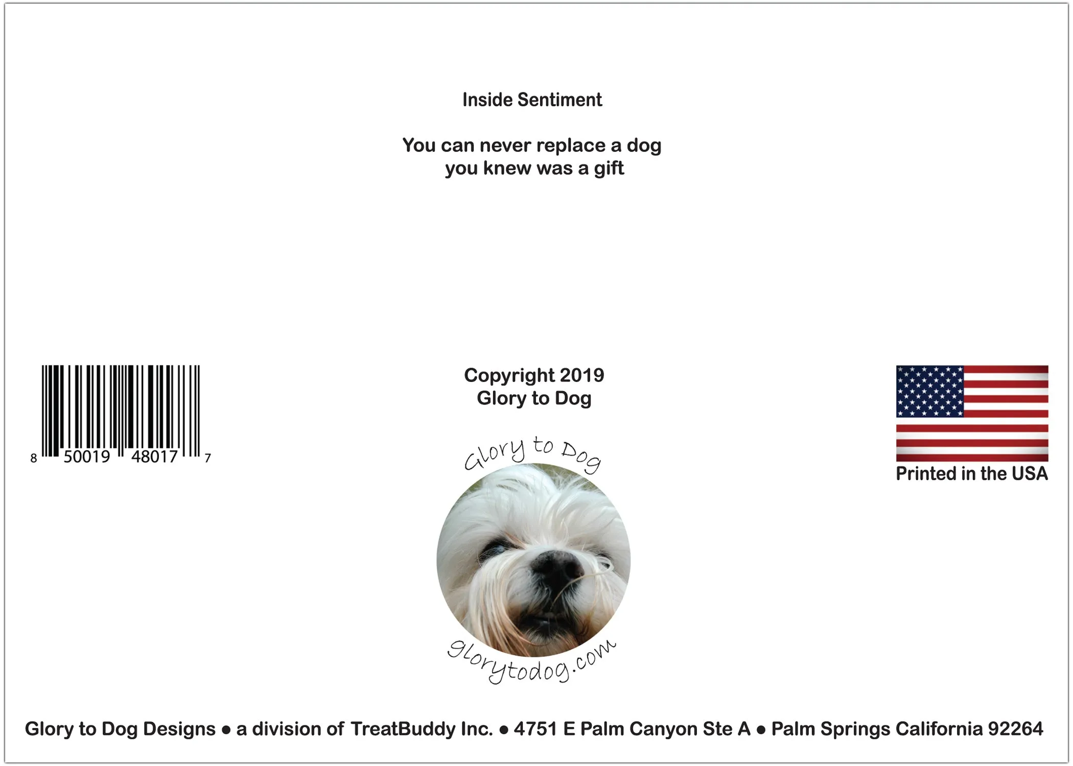 Never Replace a Gift Pet Bereavement/Sympathy Greeting Card