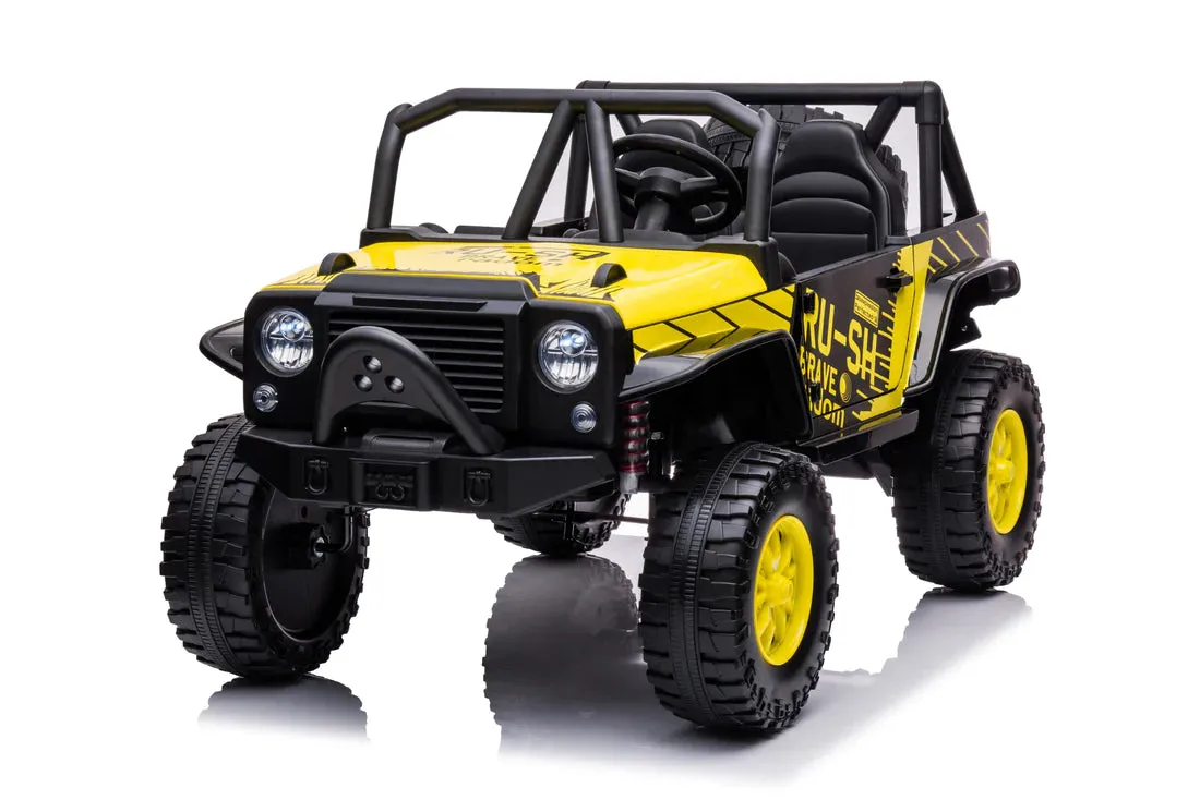 New 2025 | 24V 4x4 Jeep 2 Seater Ride On Upgraded | LED Lights | Leather Seats | Rubber Tires | Remote | 3-10 KPH