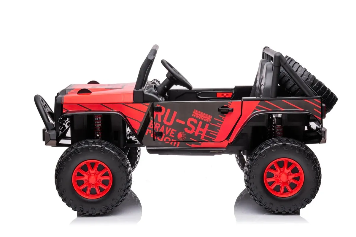New 2025 | 24V 4x4 Jeep 2 Seater Ride On Upgraded | LED Lights | Leather Seats | Rubber Tires | Remote | 3-10 KPH