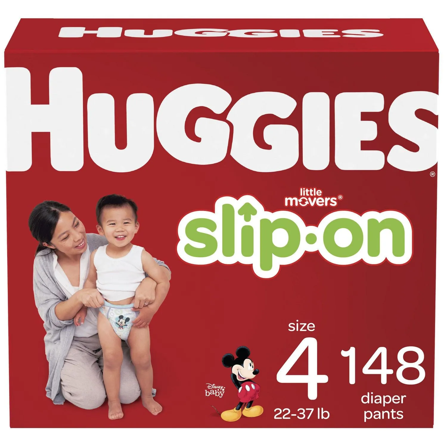 New in box! Huggies Little Movers Slip-On Diapers, Economy Pack, Size 4, 148 count!