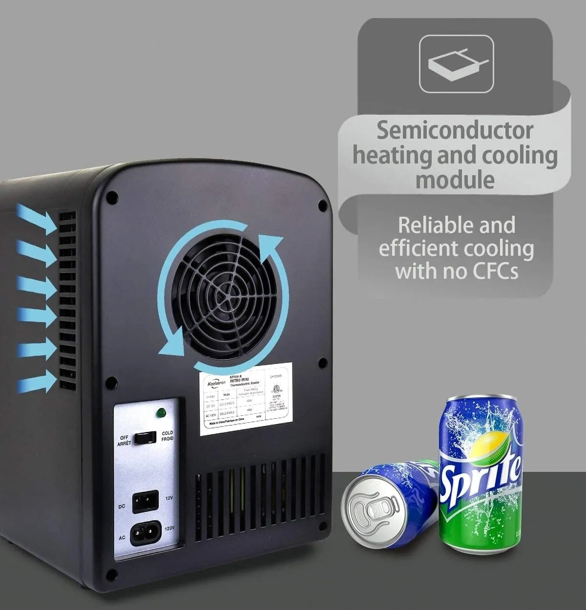 New Koolatron Retro Personal Cooler 4 Liter/6 Can AC/DC Portable Mini Fridge, Thermoelectric Cooler - for Boat, Rv, Cars, Homes, Offices, Bedroom and Dorms, Black!