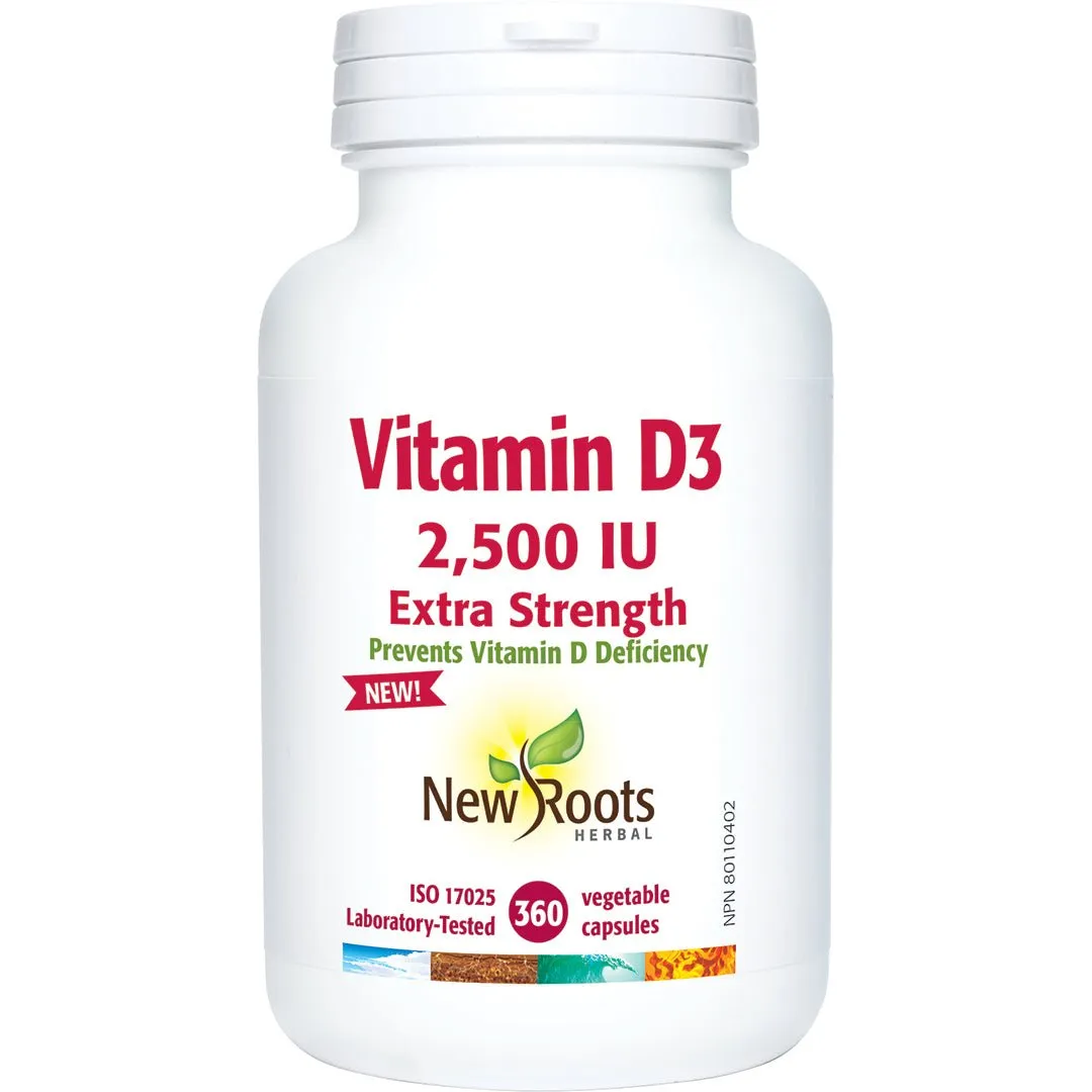 New Roots Vitamin D3 2,500 IU Extra Strength 360 Veg Capsules
