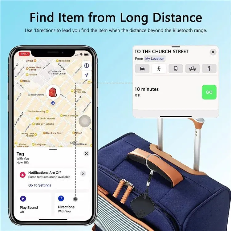 NEW Sualio Tag Find My Wireless Smart Tag Bluetooth Tracker Luggage Wallet Key Locator - Black