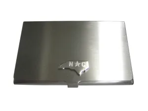 North Carolina State Map Shape and Flag Design Business Card Holder