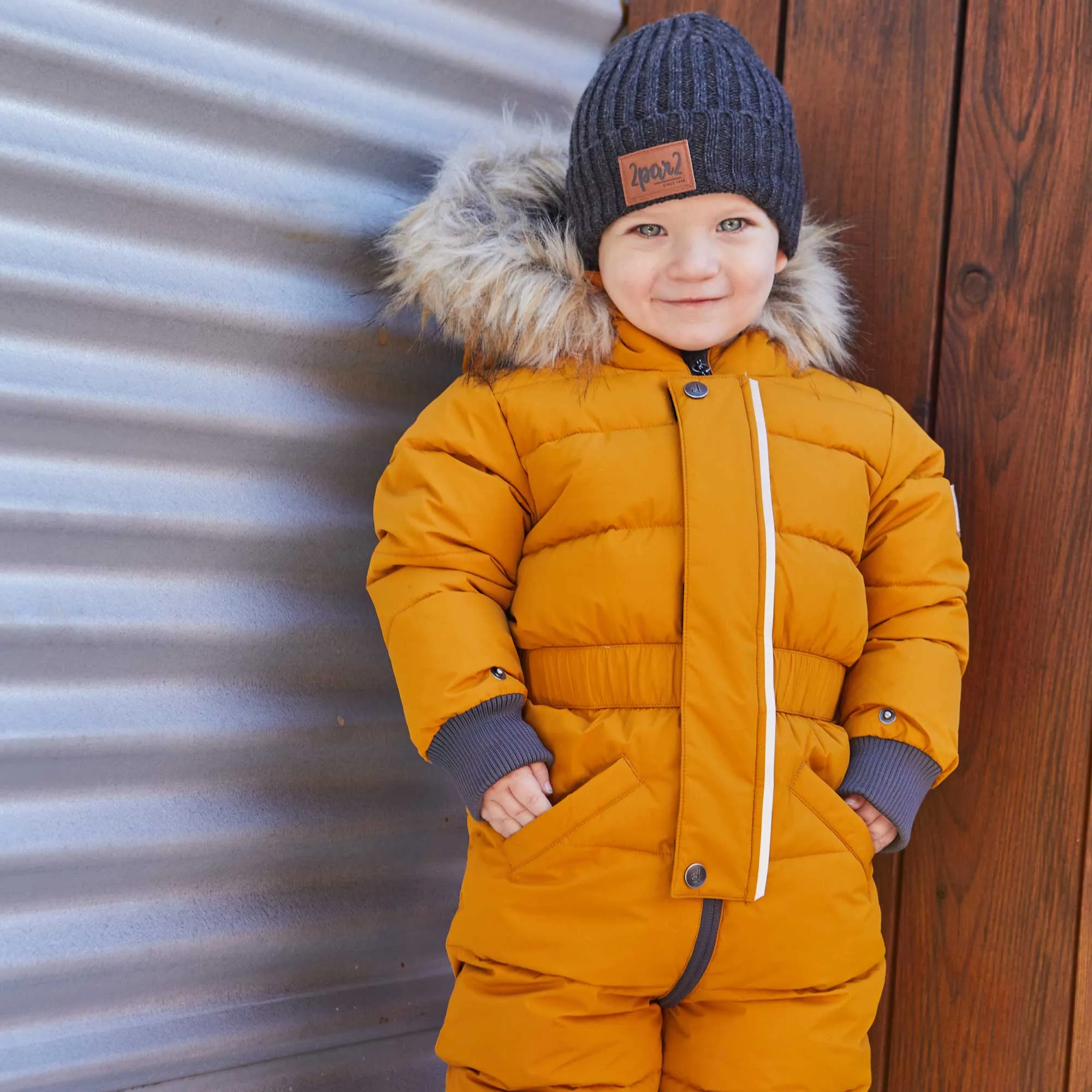 One Piece Baby Snowsuit Ocher
